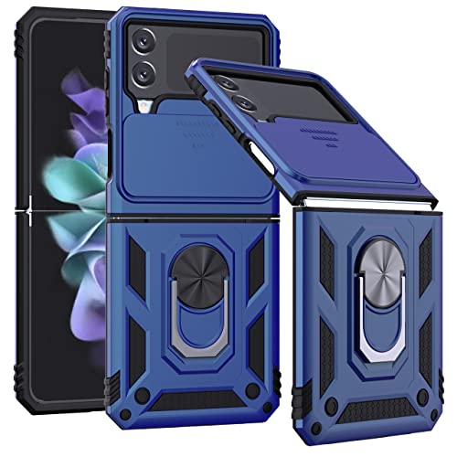 Anoowkoa für Samsung Galaxy Z Flip 4 Hülle, Handyhülle Kameraschutz mit Slide Camera,Militär Standard Stoßfest Case 360 Metall Ring Halter Schutzhülle Cover von Anoowkoa