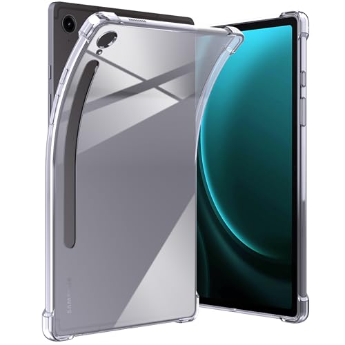 Anoowkoa hülle Samsung Galaxy Tab S9 FE Plus Hülle CASE Cover[Transparent Silikon Hüllen] [Stoßfest Kratzfest ] Dünne Durchsichtige TPU Schutzhülle von Anoowkoa