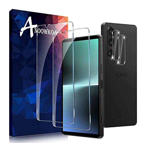 Anoowkoa panzerglas für Sony Xperia 1 V 2 Stück Displayfolie Handyfolie 9H Härte HD Klar Displayschutzfolie für Sony Xperia 1 V und 2 Stück Kamera Schutzfolie Anti-Kratzer von Anoowkoa