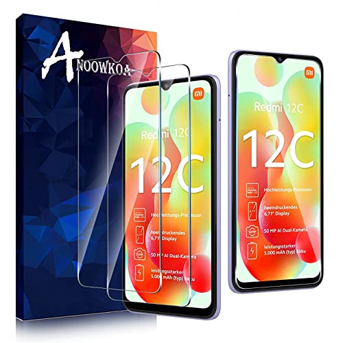 Anoowkoa panzerglas für Xiaomi Redmi 10C,2 Stück Schutzfolie 9H Härte Gehärtete Folie HD Vollbild Handyfolie Hartglas Anti-Kratzer Displayfolie von Anoowkoa