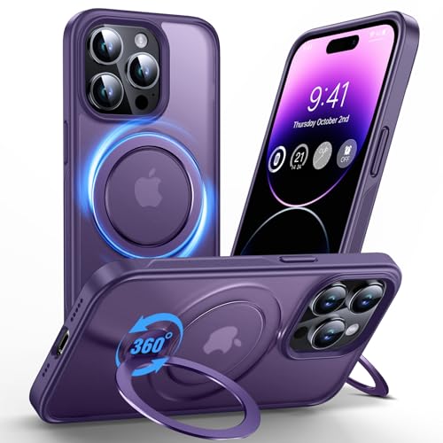 Anqrp 360° All-in-One-Ständerhülle für iPhone 14 Pro Hülle mit Rotierbarem Magnetischem Ständerringhalter, Kompatibel mit Mag-Safe, Stoßfeste MIL-Grade-iPhone 14 Pro Handyhülle 6,1 Zoll, Lila Anqrp 360° All-in-One-Ständerhülle für iPhone 14 Pro Hülle mit Rotierbarem Magnetischem Ständerringhalter, Kompatibel mit Mag-Safe, Stoßfeste MIL-Grade-iPhone 14 Pro Handyhülle 6,1 Zoll, Lila von Anqrp