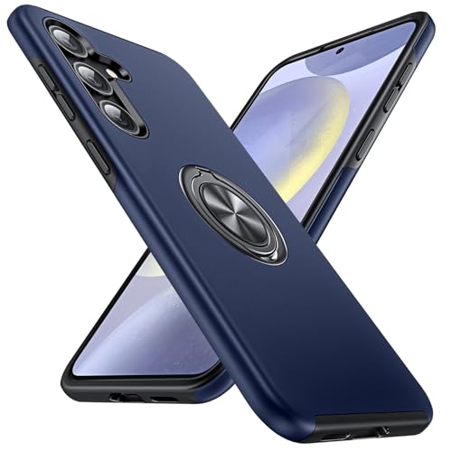 Anqrp Hidden Series Schutzhülle für Galaxy S24 5G, [kein abfallender Ständer], 360°-Metallring, 4,6 m, Militärqualität, stoßfeste Schutzhülle, entworfen für Samsung Galaxy S24, Blau von Anqrp