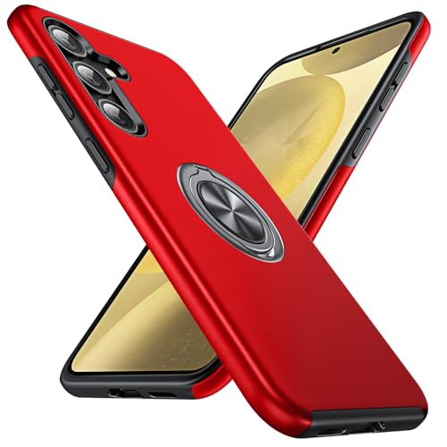 Anqrp Hidden Series Schutzhülle für Samsung Galaxy S24 5G, [kein abfallender Ständer], 360°-Metallring, 4,6 m, Militärqualität, stoßfeste Schutzhülle, entworfen für Samsung Galaxy S24, Rot von Anqrp