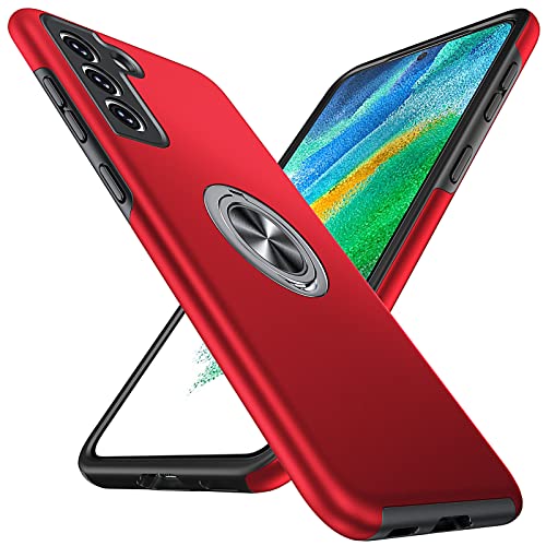 Anqrp Hiddenian Serier Hülle für Samsung Galaxy S21 FE 5G, [Eingebetteter Ständer] [Wärmeableitung] Schwerlast Mehrschichtig Ständer Schutzhülle für Samsung Galaxy S21 FE (6,4 Zoll), Rot von Anqrp