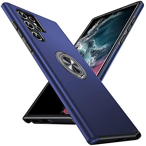 Anqrp Hiddenian Serier Hülle für Samsung Galaxy S22 Ultra 5G, [Eingebetteter Ständer] [Wärmeableitung] Schwerlast Mehrschichtig Ring Schutzhülle für Samsung Galaxy S22 Ultra (6,8 Zoll), Blau von Anqrp