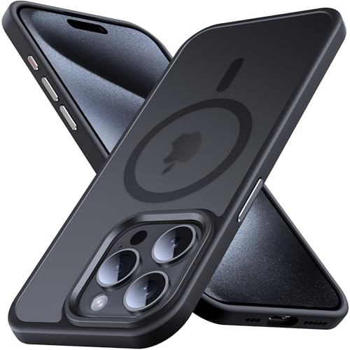 Anqrp Kada Serie für iPhone 15 Pro Hülle, [Strong Magnets Compatible mit Mag] [Transluzente Matte Schutzhülle] Military Stoßfest Handyhülle für iPhone 15 Pro 6.1'', Schwarz von Anqrp