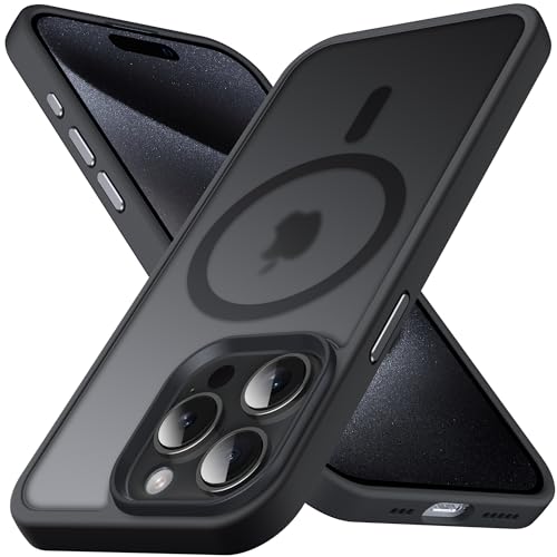 Anqrp Kada Serie für iPhone 15 Pro Hülle, [Strong Magnets Compatible mit Mag] [Transluzente Matte Schutzhülle] Military Stoßfest Handyhülle für iPhone 15 Pro 6.1'', Schwarz von Anqrp