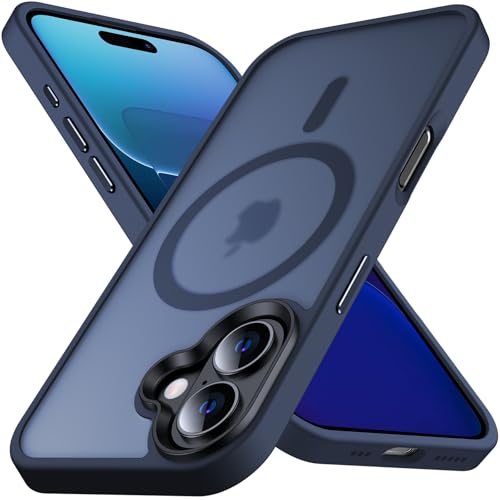 Anqrp Kada Serie für iPhone 16 Hülle, [Strong Magnets Compatible mit MagSafe] [Induktive Aufladung Matte Schutzhülle] Military Stoßfest Handyhülle 6.1 Zoll, Dunkel Blau von Anqrp