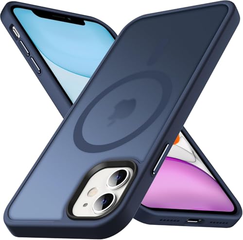 Anqrp Kada Seriesr Kompatibel mit iPhone 11 Hülle, [mit MagSafe] [Transluzente Matte Schutzhülle] Military Grade Eckige Handyhülle für iPhone 11 6.1 Zoll, Dunkel Blau von Anqrp