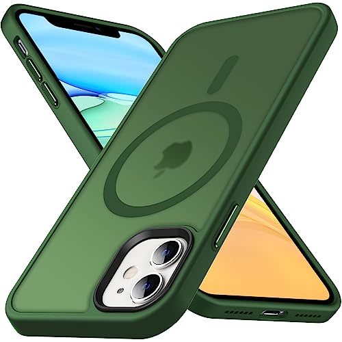 Anqrp Kada Seriesr Kompatibel mit iPhone 11 Hülle, [mit MagSafe] [Transluzente Matte Schutzhülle] Military Grade Eckige Handyhülle für iPhone 11 6.1 Zoll, Dunkel Grün von Anqrp