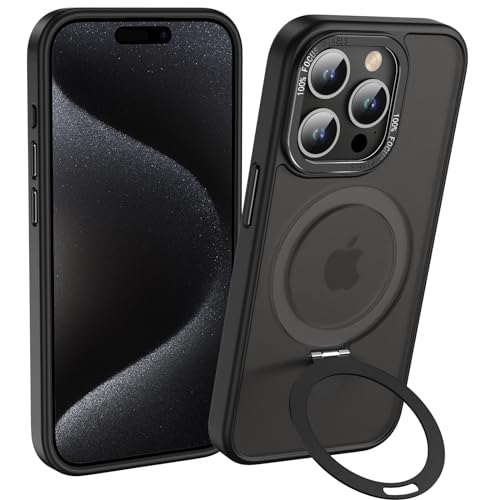 Anqrp Magz Serie für iPhone 15 Pro Hülle, Magnetisch Ring Ständer, Halbtransparent Matte Schutzhülle, Militär Stoßfest Handyhülle für iPhone 15 Pro mit Silikon 6.1’’, Schwarz Anqrp Magz Serie für iPhone 15 Pro Hülle, Magnetisch Ring Ständer, Halbtransparent Matte Schutzhülle, Militär Stoßfest Handyhülle für iPhone 15 Pro mit Silikon 6.1’’, Schwarz von Anqrp