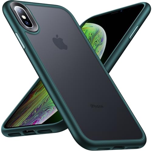 Anqrp Zero Serie für iPhone X/XS Hülle, Minimalistische Transluzente Matte Slim Schutzhülle, Stoßfest Dünn Handyhülle für iPhone X(10)/XS mit Silikon 5,8 Zoll, Dunkel Grün von Anqrp