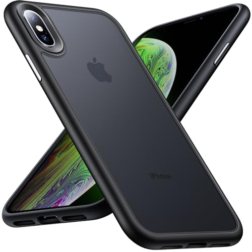 Anqrp Zero Serie für iPhone X/XS Hülle, Minimalistische Transluzente Matte Slim Schutzhülle, Stoßfest Dünn Handyhülle für iPhone X(10)/XS mit Silikon 5,8 Zoll Schwarz von Anqrp
