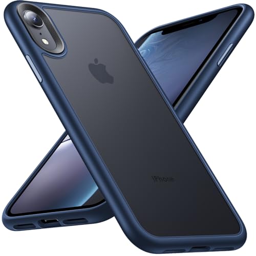 Anqrp Zero Serie für iPhone XR Hülle, Minimalistische Transluzente Matte Slim Schutzhülle, Stoßfest Dünn Handyhülle für iPhone XR mit Silikon 6,1 Zoll, Dunkel Blau von Anqrp