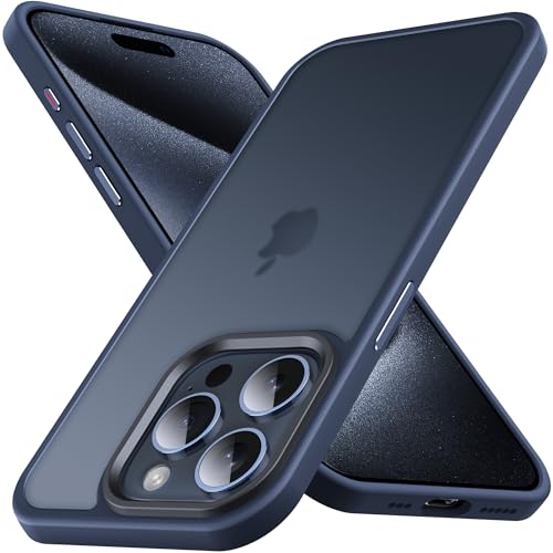 Anqrp Zero Seriesr für iPhone 15 Pro Hülle, Minimalistische Transluzente Matte Schutzhülle, Military Stoßfest Handyhülle für iPhone 15 Pro mit Silikon 6,1 Zoll, Dunkel Blau von Anqrp