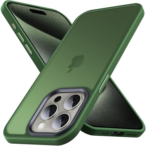Anqrp Zero Seriesr für iPhone 15 Pro Hülle, Minimalistische Transluzente Matte Schutzhülle, Military Stoßfest Handyhülle für iPhone 15 Pro mit Silikon 6,1 Zoll, Dunkel Grün von Anqrp