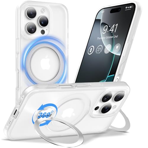 Anqrp für iPhone 16 Pro Hülle mit 360° Magnetischer Verstellbarem Ständer, Compatible with Mag, Anti-Rutsch Handyhülle für iPhone 16 Pro Militärische Grade Robuste Schutzhülle, White Mist Anqrp für iPhone 16 Pro Hülle mit 360° Magnetischer Verstellbarem Ständer, Compatible with Mag, Anti-Rutsch Handyhülle für iPhone 16 Pro Militärische Grade Robuste Schutzhülle, White Mist von Anqrp