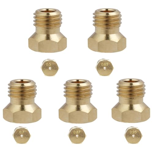 5pcs Gasdüsen für Gasgrill, Düsenset für Butangas, Universal-Einspritzdüsen aus langlebigem Messing, 0,5/0,65/0,7/0,87/0,95 mm, Gasdüse, Flasche für LPG-Kochfelder und Erdgaskochfelder 5pcs Gasdüsen für Gasgrill, Düsenset für Butangas, Universal-Einspritzdüsen aus langlebigem Messing, 0,5/0,65/0,7/0,87/0,95 mm, Gasdüse, Flasche für LPG-Kochfelder und Erdgaskochfelder von Anrbb