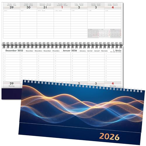 Querkalender 2026 Schreibtischkalender mit 2 Seiten pro Woche Terminkalender von Anschütz