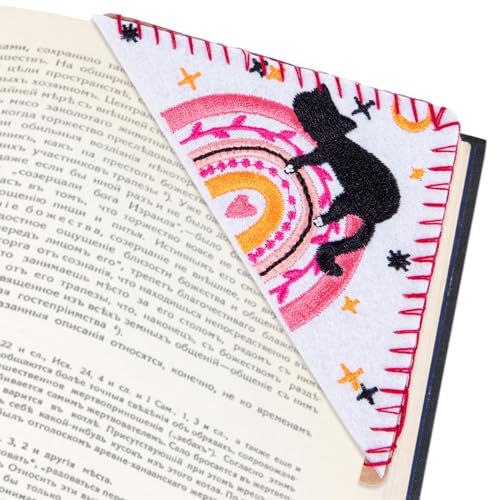 Anseal Personalisierbares Eck-Lesezeichen mit Katze, einzigartiges dreieckiges genähtes handgefertigtes Lesezeichen für Buchliebhaber, niedliches Lesezeichen zum Lesen für Frauen, Studenten, von Anseal
