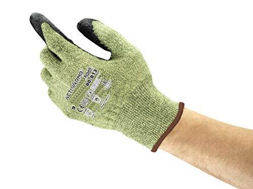 Ansell ActivAmr 80-813 Hitzebeständige Handschuhe mit Kevlar-Faser, Mechanik-Handschuh mit hohem Schnitt-Schutz Grün Schwarz Größe 8 (12 Paar) von Ansell