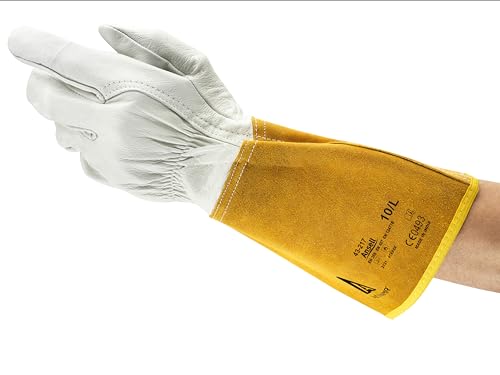 Ansell ActivArmr 43-216 Schnittschutz Arbeitshandschuhe, Hitzebeständige Handschuhe, Mechanikschutz, Spezialzweck-Handschuh Damen Herren, Industrie PSA, Gelb, Größe 2XL (6 Paar) von Ansell