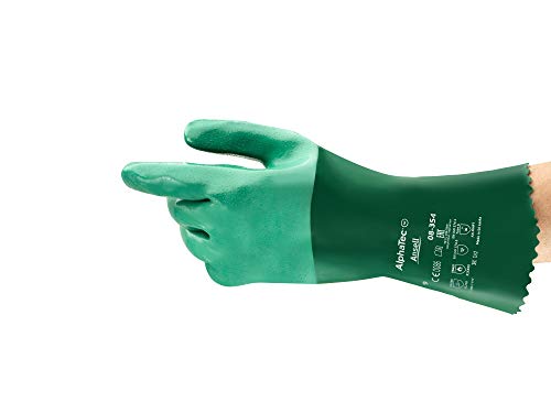 Ansell AlphaTec 08-354 Neoprenhandschuhe, Chemikalien- und Flüssigkeitsschutz, Grün, Größe 8 (12 Paar) von Ansell