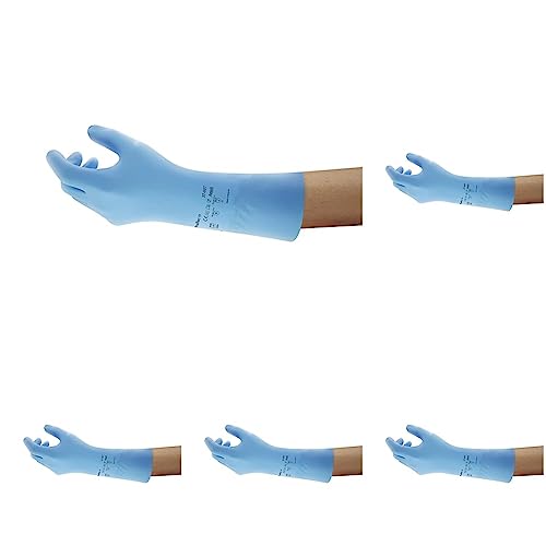 Ansell AlphaTec 37-007 Nitril-Handschuhe, Chemikalienschutz-Handschuh, Chemikalien- und Flüssigkeitsschutz, Industrie PSA, Arbeitshandschuhe Wiederverwendbar, Blau, Größe S (1 Paar) (Packung mit 5) von Ansell