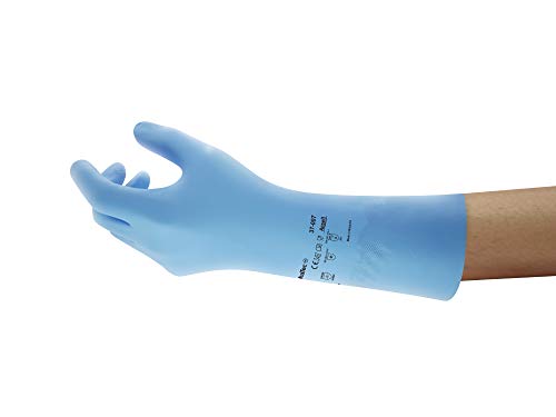 Ansell AlphaTec 37-007 Nitril-Handschuhe, Chemikalienschutz-Handschuh, Chemikalien- und Flüssigkeitsschutz, Industrie PSA, Arbeitshandschuhe Wiederverwendbar, Blau, Größe S (1 Paar) von Ansell