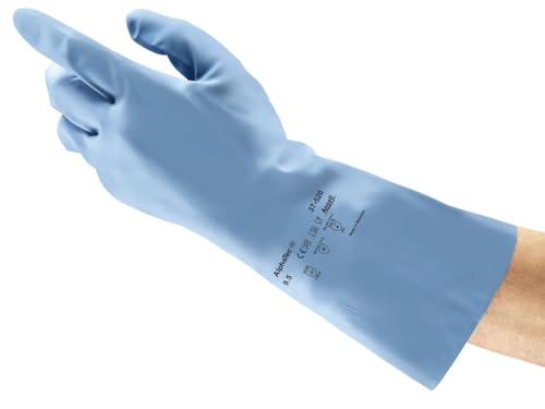 VersaTouch Ansell AlphaTec 37-520 Nitril-Handschuhe, Chemikalienschutz-Handschuh, Chemikalien- und Flüssigkeitsschutz, Arbeitshandschuhe Wiederverwendbar, Blau, Größe S (12 Paar) von VersaTouch