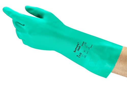 Ansell AlphaTec 37-676 Nitril-Handschuhe, Chemikalien- und Flüssigkeitsschutz, Grün, Größe 10 (12 Paar) von Ansell