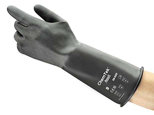 Ansell AlphaTec 38-520 Chemikalien Handschuhe, Maximaler Schutz für Gefährliche Arbeiten, Weiches und Komfortables Design, Arbeitshandschuhe Wiederverwendbar, Latexfrei, Größe M (1 Paar) von Ansell