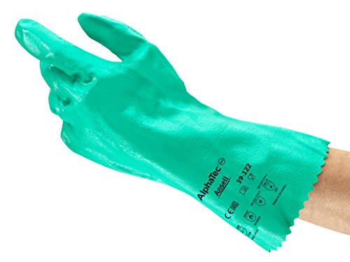 Ansell AlphaTec 39-122 Nitril-Handschuhe, Chemikalien- und Flüssigkeitsschutz, Grün, Größe 8 (12 Paar) von Ansell
