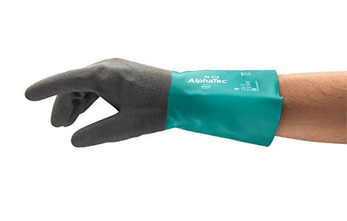 Ansell AlphaTec 58-270 Nitril-Handschuhe, Chemikalien- und Flüssigkeitsschutz, Grün, Größe 6 (12 Paar) von Alphatec