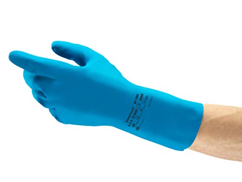 Ansell AlphaTec 87-195 Chemikalienschutz-Handschuhe, Mehrzweck-Arbeitshandschuhe, Zugelassen für Lebensmittelkontakt, Extradünn für Exzellente Tastsensibilität, Größe L (12 Paar) von Ansell