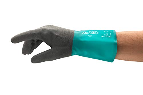 Ansell AlphaTec 58-530B Chemikalien-Arbeitshandschuhe, Einzigartige Kombination aus Chemikalienfestigkeit, Griffsicherheit und Komfortablem Innenfutter, Grün, Größe XL (6 Paar) von Ansell