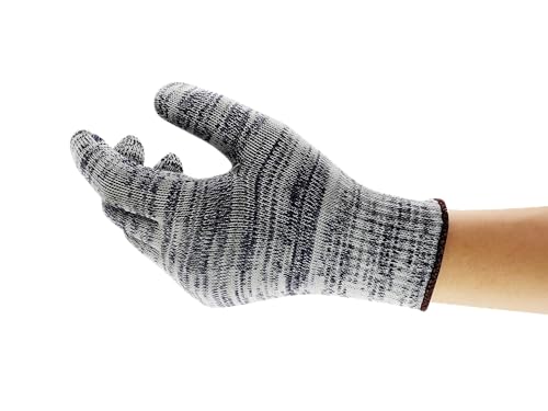 Ansell HyFlex 11-350 Techcor Arbeitshandschuhe, Mechanikschutz, Schnittschutz, Industrie und Mechaniker Handschuhe, Montagehandschuh, Damen Herren, Waschbar, Grau, Größe M (12 Paar) von Ansell