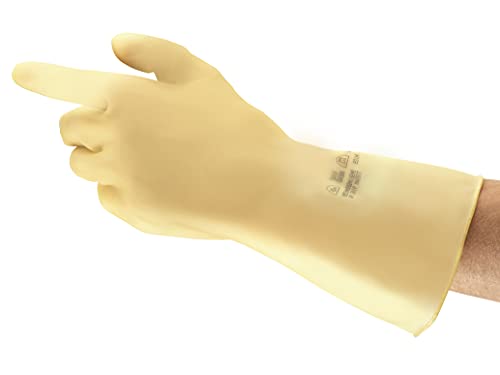 Ansell Comasec & Marigold Ansell Featherweight Plus G31H / 7.5 Naturgummilatex Handschuh, Chemikalien und Flüssigkeitsschutz, Größe 7,5, Naturfarben (12 Paar pro Beutel) von Ansell