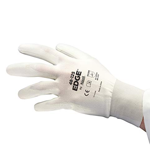Ansell EDGE 48-125 Arbeits-Handschuhe, Vielseitig Einsetzbarer Handschuh, Heimwerker-, Renovierungs- und Mechanik-Arbeiten, Weiß, Größe L (12 Paar) von Ansell