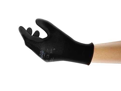 Ansell Edge 48-126 Arbeits-Handschuhe, Vielseitig Einsetzbarer Handschuh, Heimwerker-, Renovierungs-, Mechanik-Arbeiten, Schwarz, Größe 7 (12 Paar) von Ansell