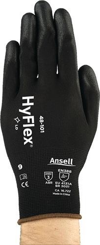 Ansell Handschuhe HyFlex® 48-101 Gr.7 schwarz EN 388 PSA II Nyl.m.PU 48101070 von Ansell