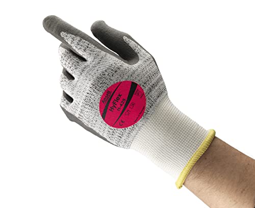 Hyflex Ansell 11-425 Arbeitshandschuhe, Mechanikschutz, Schnittschutz, Industrie und Mechaniker Handschuhe, Montagehandschuh, Grau, Größe XS (12 Paar) von Hyflex