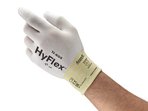 Ansell HyFlex 11-605 Mehrzweckhandschuhe, Mechanikschutz, Weiß, Größe 6 (12 Paar pro Beutel) von Ansell