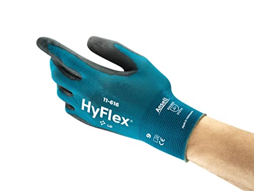 Ansell HyFlex 11-616 Mehrzweckhandschuhe, Mechanikschutz, Schwarze, Größe 8 (12 Paar pro Beutel) von Ansell
