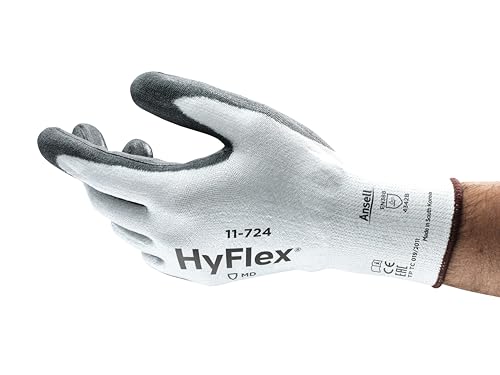 Ansell HyFlex 11-724 Schnittschutz-Handschuhe, Mechanikschutz, Weiß, Größe 11 (12 Paar pro Beutel) von Ansell
