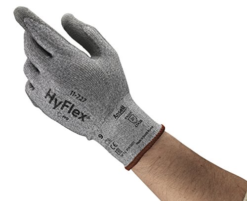Hyflex Ansell 11-727 Schnittschutz Arbeitshandschuhe, Abriebfest und Erweiterte Griffsicherheit, Industrie und Mechaniker Handschuhe, Waschbar, Grau, Größe XL (12 Paar) von Hyflex
