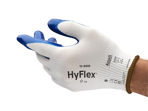 Ansell HyFlex 11-900 Öl abweisende Handschuhe, Mechanikschutz, Blau, Größe 9 (12 Paar pro Beutel) von Ansell