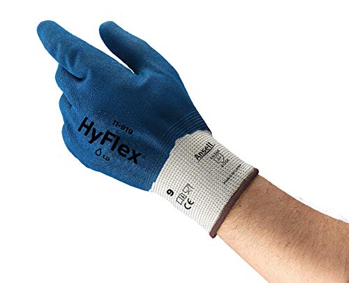 Ansell HyFlex 11-919 Arbeitshandschuhe, Ölabweisender Mehrzweckhandschuhe, Ölgriff und hohe Fingerbeweglichkeit, Mechanikschutz-Handschuh, Industrie PSA, Größe L (12 Paar) von Ansell