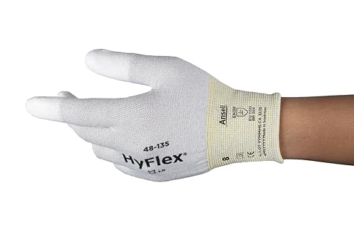 Ansell HyFlex 48-135 Arbeitshandschuhe, Vielseitig Einsetzbarer Handschuh, Heimwerker-, Renovierungs-, Mechanik-Arbeiten, Weiß, Größe 7 (12 Paar) von Ansell