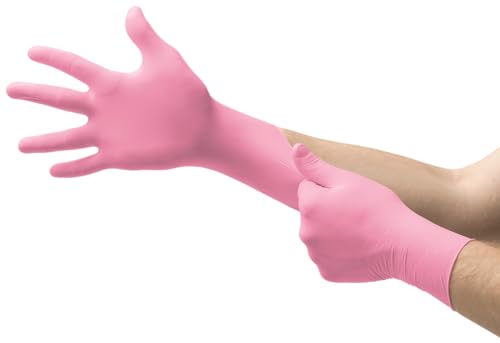 Ansell Micro-Touch Nitrafree Latexfreie Einweghandschuhe, Nitrilhandschuhe Puderfrei, Einmalhandschuhe Rosa, Untersuchungshandschuhe, Op Handschuhe M (100 Stück) von Ansell